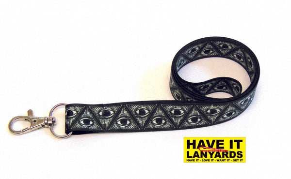 ALL SEEING EYE retro printed lanyard 20mm for ID & keys