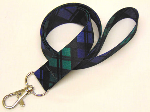 BLACK WATCH tartan printed lanyard 20mm for ID & keys