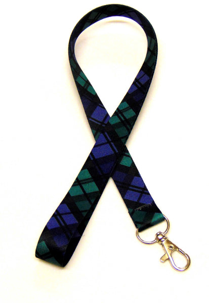 BLACK WATCH tartan printed lanyard 20mm for ID & keys