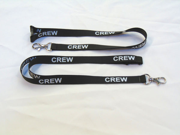 CREW (black/white) printed lanyard 15mm with safety breakaway