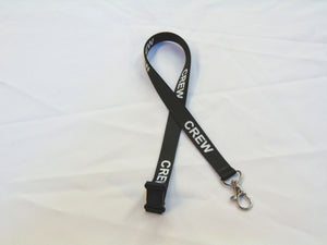 CREW (black/white) printed lanyard 15mm with safety breakaway