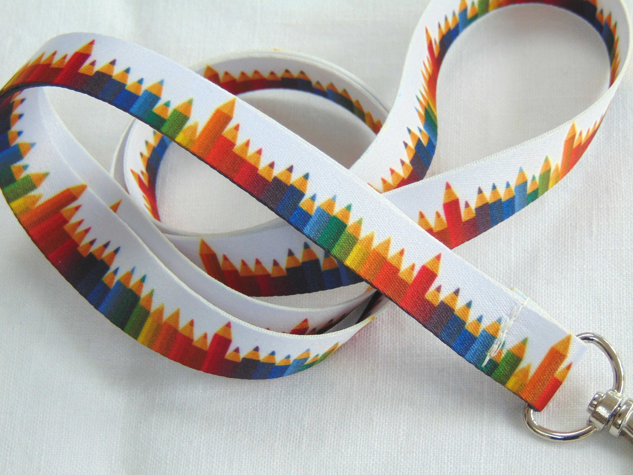CRAYONS printed lanyard 20mm for ID & keys. Ideal teacher present.