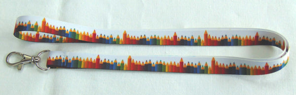 CRAYONS printed lanyard 20mm for ID & keys. Ideal teacher present.