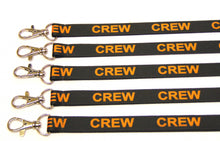 Load image into Gallery viewer, CREW (black/orange) printed lanyard 15mm with safety breakaway