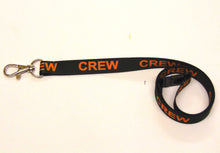 Load image into Gallery viewer, CREW (black/orange) printed lanyard 15mm with safety breakaway