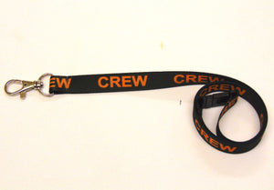 CREW (black/orange) printed lanyard 15mm with safety breakaway