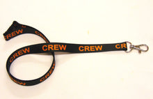 Load image into Gallery viewer, CREW (black/orange) printed lanyard 15mm with safety breakaway