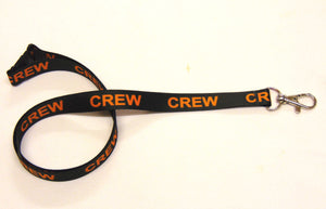 CREW (black/orange) printed lanyard 15mm with safety breakaway