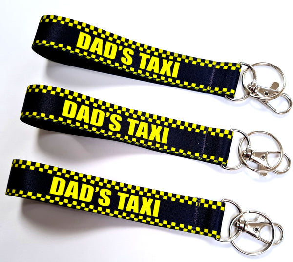 DAD'S TAXI 20mm printed keyring, wristlet, key fob. Christmas gift.