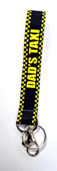 DAD'S TAXI 20mm printed keyring, wristlet, key fob. Christmas gift.