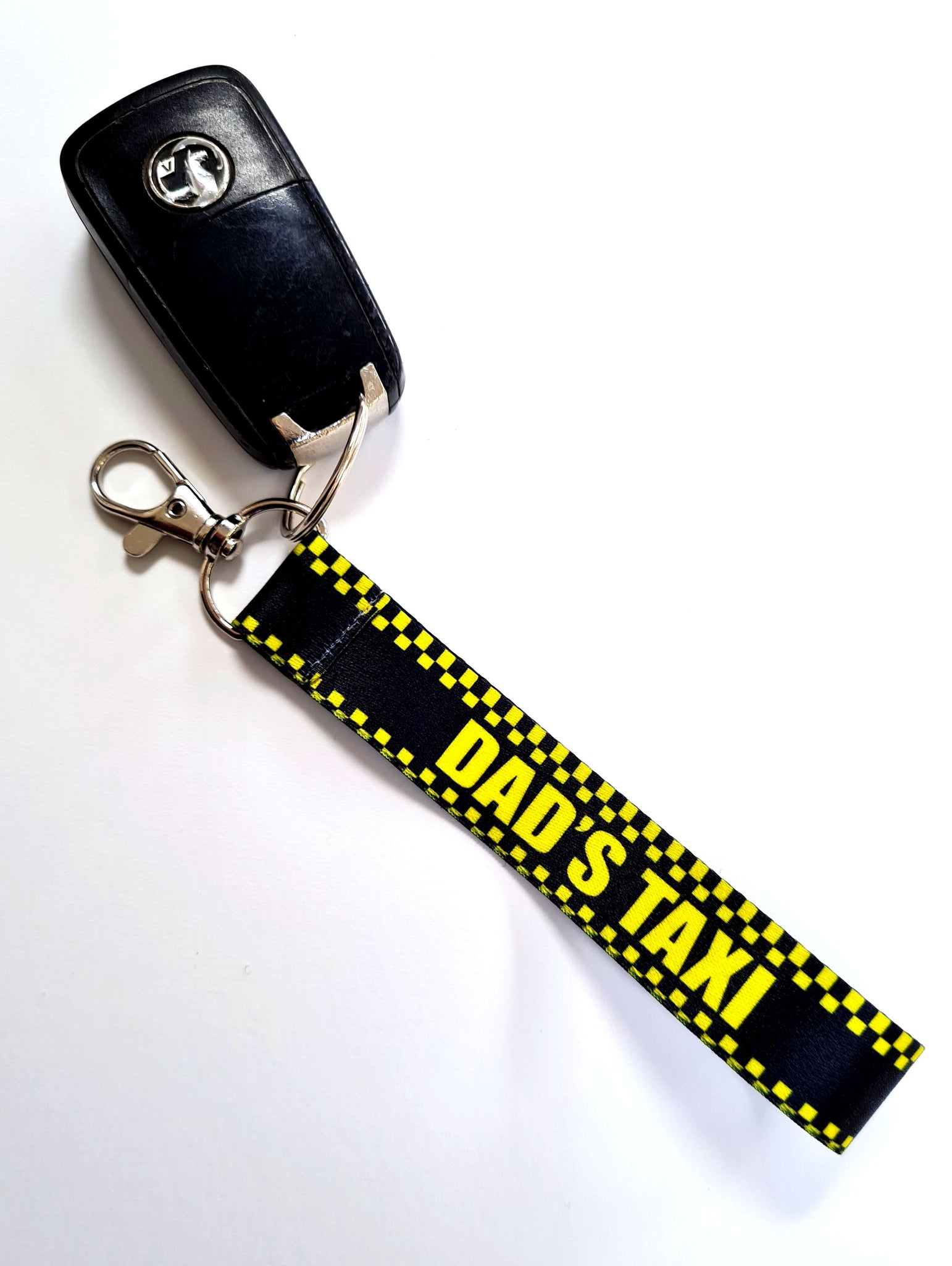 DAD'S TAXI 20mm printed keyring, wristlet, key fob. Christmas gift.