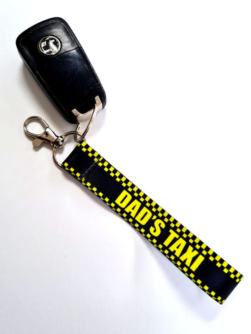 DAD'S TAXI 20mm printed keyring, wristlet, key fob. Christmas gift.