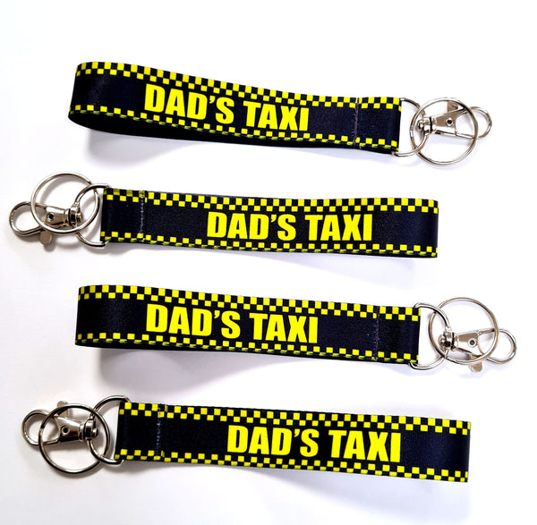 DAD'S TAXI 20mm printed keyring, wristlet, key fob. Christmas gift.