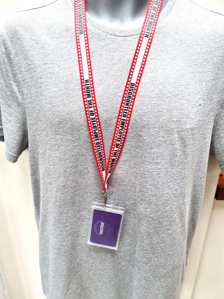 DISGRUNTLED EMPLOYEE  - 20mm red, black & white printed lanyard