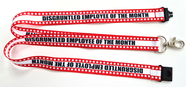 DISGRUNTLED EMPLOYEE  - 20mm red, black & white printed lanyard