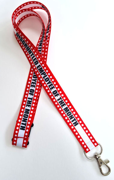 DISGRUNTLED EMPLOYEE  - 20mm red, black & white printed lanyard