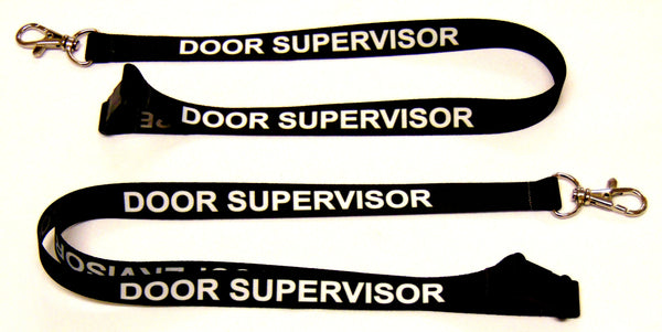 DOOR SUPERVISOR printed 15mm lanyard with safety breakaway for ID, keys, etc. Free UK postage