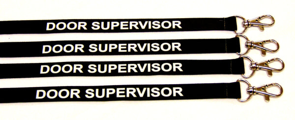 DOOR SUPERVISOR printed 15mm lanyard with safety breakaway for ID, keys, etc. Free UK postage