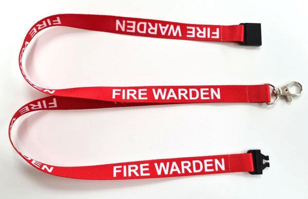 FIRE WARDEN printed 15mm lanyard for ID, keys, etc. Free UK post.