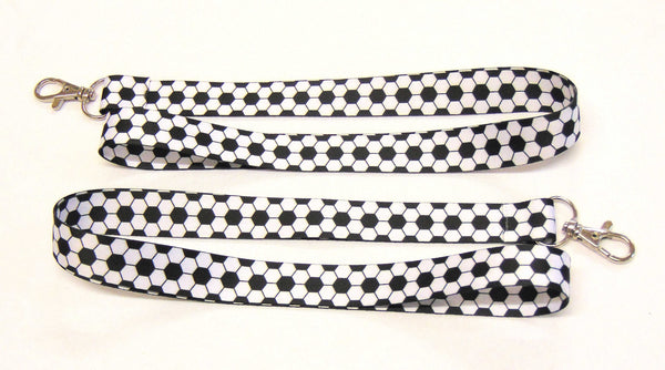 FOOTBALL printed black & white lanyard 20mm for ID & keys
