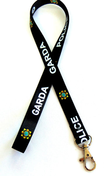 GARDA print 15mm lanyard for ID, keys, etc. Free UK post.