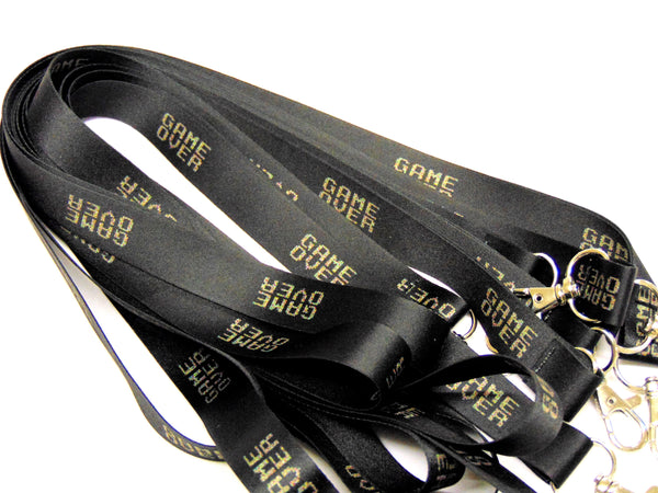 GAME OVER printed lanyard 20mm for ID & keys.