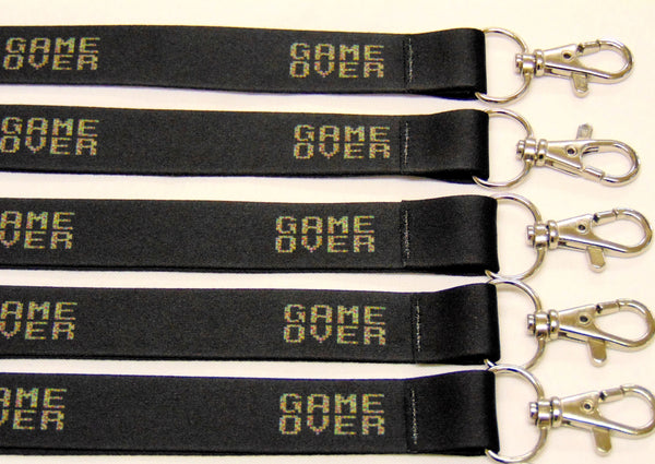 GAME OVER printed lanyard 20mm for ID & keys.