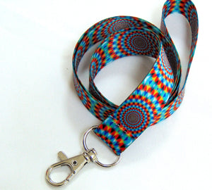 20mm lanyard printed with a shimmering  optical illusion multi colour flash star image