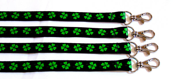 Lucky Lucky 4 Leaf Clover print 15mm lanyard for ID, keys, etc. Free UK post