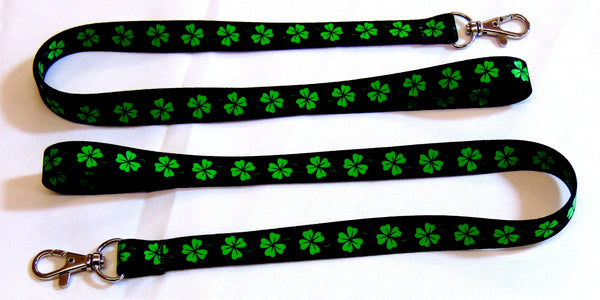 Lucky Lucky 4 Leaf Clover print 15mm lanyard for ID, keys, etc. Free UK post