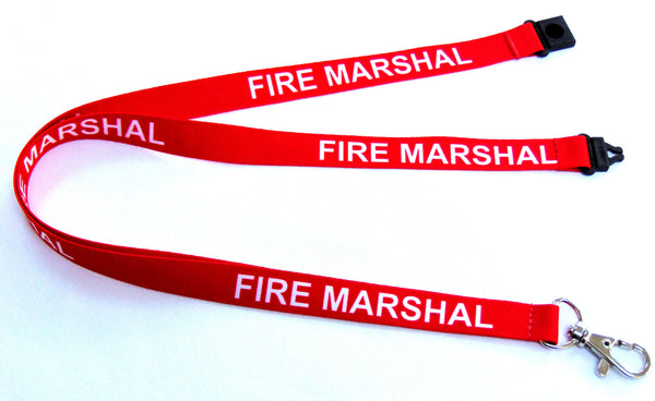FIRE MARSHAL (red) with safety breakaway printed lanyard 15mm