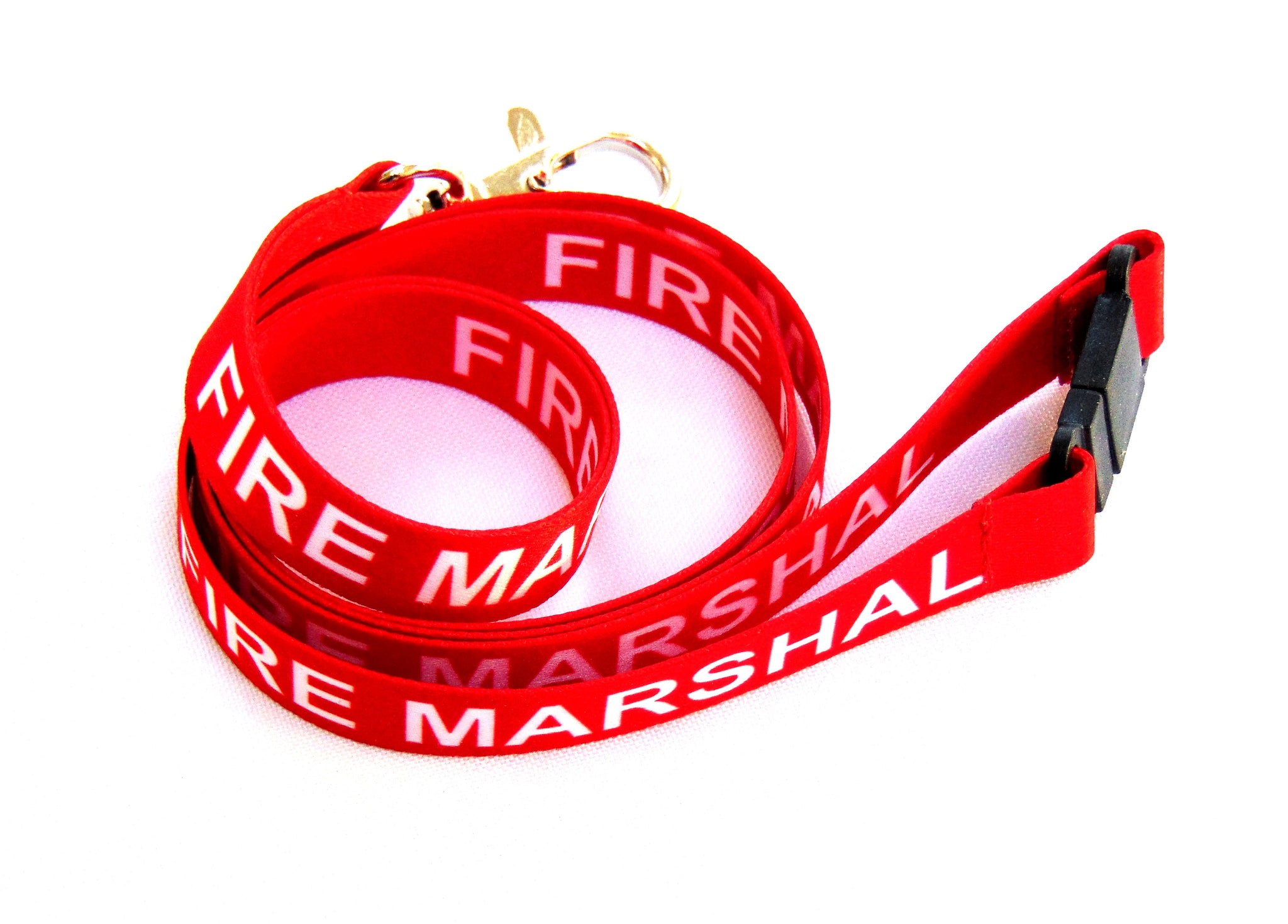 FIRE MARSHAL (red) with safety breakaway printed lanyard 15mm