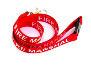 FIRE MARSHAL (red) with safety breakaway printed lanyard 15mm