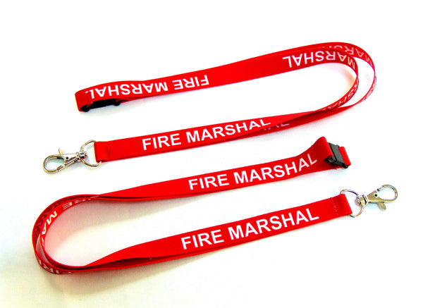 FIRE MARSHAL (red) with safety breakaway printed lanyard 15mm