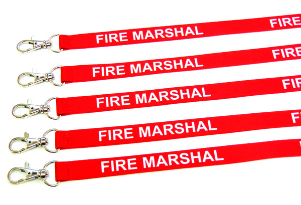 FIRE MARSHAL (red) with safety breakaway printed lanyard 15mm