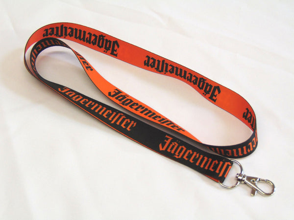 Jägermeister mirror printed orange & black lanyard 20mm for ID & keys.