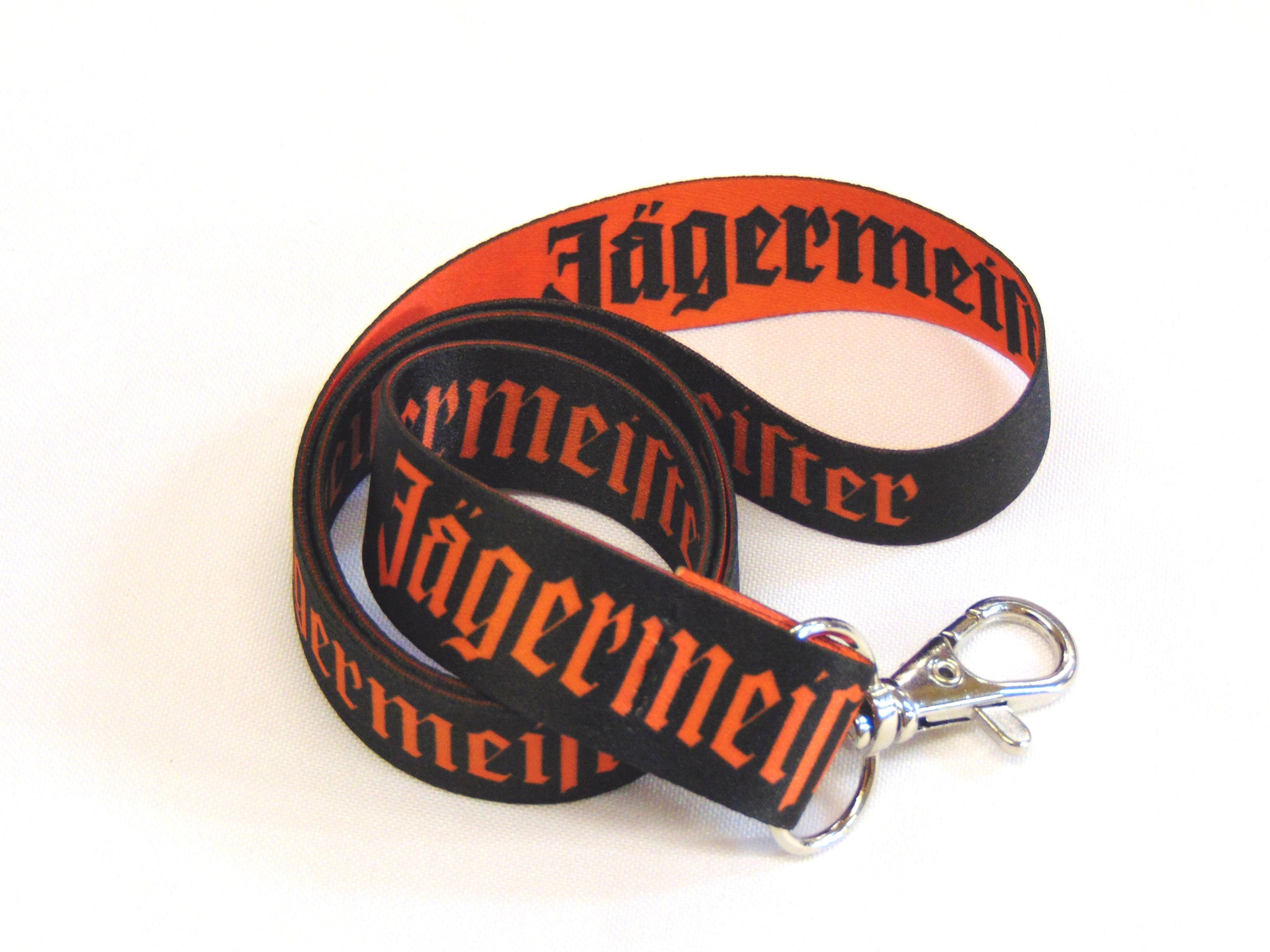 Jägermeister mirror printed orange & black lanyard 20mm for ID & keys.
