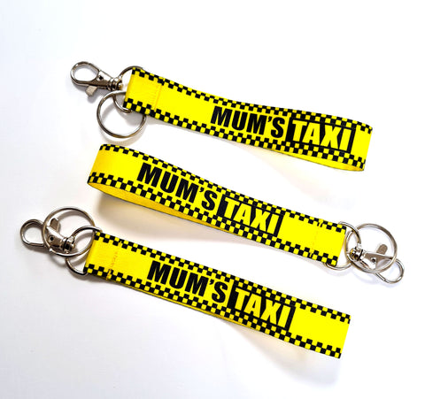 MUM'S TAXI 20mm printed keyring, wristlet, key fob. Christmas gift.
