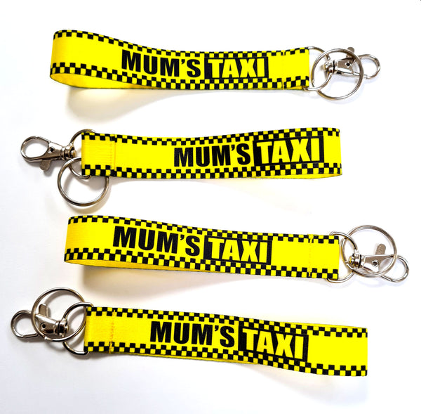 MUM'S TAXI 20mm printed keyring, wristlet, key fob. Christmas gift.