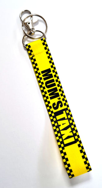 MUM'S TAXI 20mm printed keyring, wristlet, key fob. Christmas gift.
