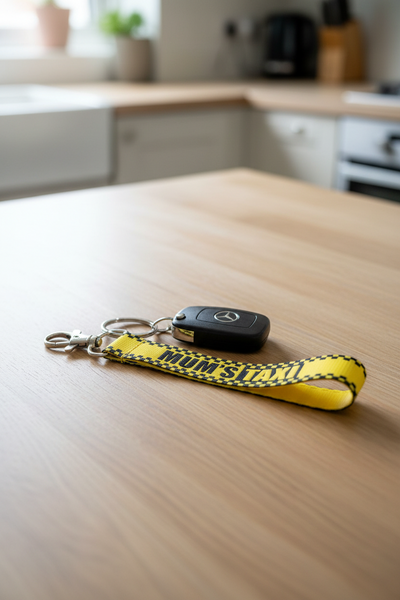 MUM'S TAXI KEYSTRAP | Key Lanyard 20mm printed keyring, wristlet, key fob. Ideal gift.