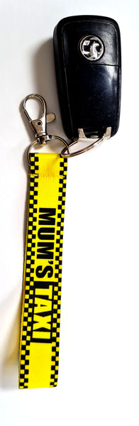 MUM'S TAXI 20mm printed keyring, wristlet, key fob. Christmas gift.