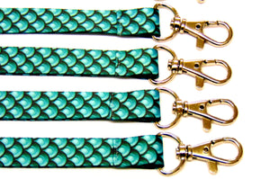 MERMAID SCALES print 15mm lanyard for ID, keys, etc. Free UK post.