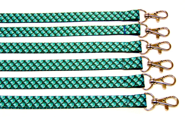 MERMAID SCALES print 15mm lanyard for ID, keys, etc. Free UK post.