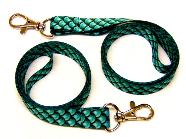 MERMAID SCALES print 15mm lanyard for ID, keys, etc. Free UK post.