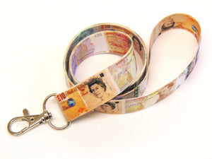 Mini money printed lanyard GB Pounds  20mm