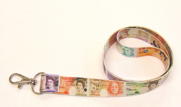 Mini money printed lanyard GB Pounds  20mm