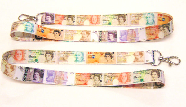 Mini money printed lanyard GB Pounds  20mm