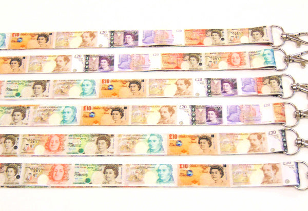 Mini money printed lanyard GB Pounds  20mm