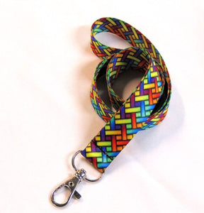 BRIGHT HERRINGBONE printed lanyard 20mm for ID & keys.